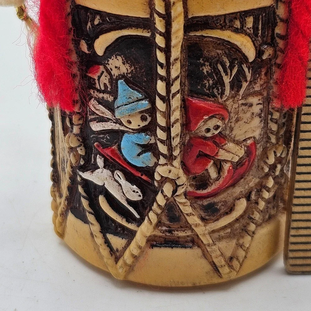 Vintage Japan Christmas Ornament Sleders Red Yarn Bow Folk Art